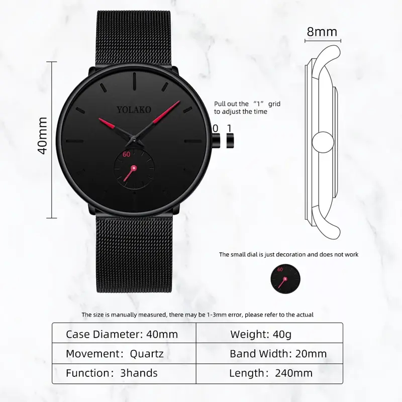 YOLAKO Herenmode Minimalistisc - Stainless Mesh Band recensie en prijs