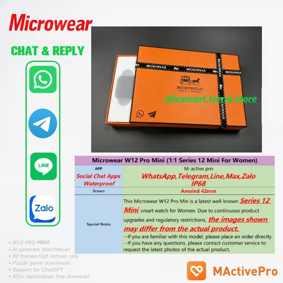 Microwear W12 Mini Pro Smartwa - Smartwatch M Active recensie en prijs